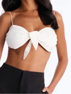 White Tie-Front Spaghetti Strap Crop Top – Women